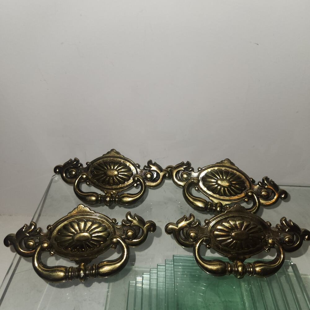 Vintage Lot of 4 Brass Drawer pulls with Screws